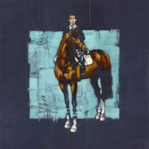Bay Horse and Rider Art Print