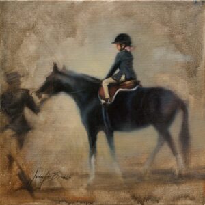 Girl Riding Black Horse Art Print