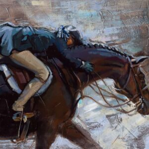 Girl Riding Brown Horse Art Print