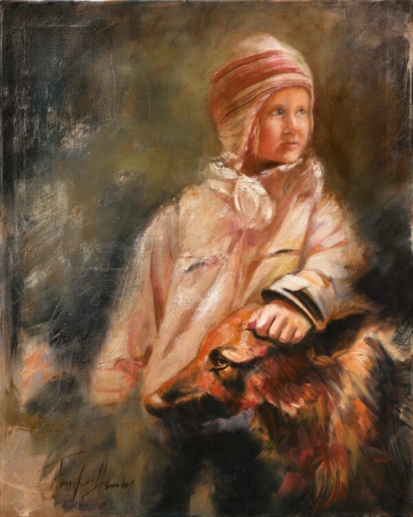 Girl With German Shepherd Art Print