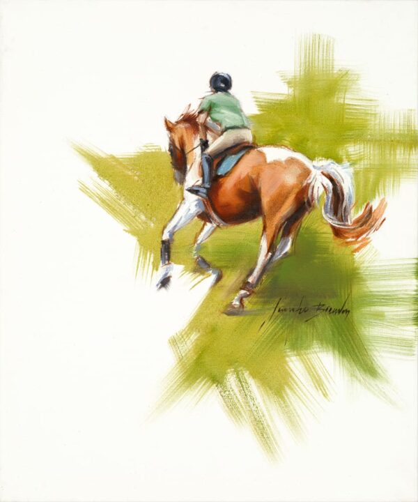 Girl Riding Paint Horse Art Print