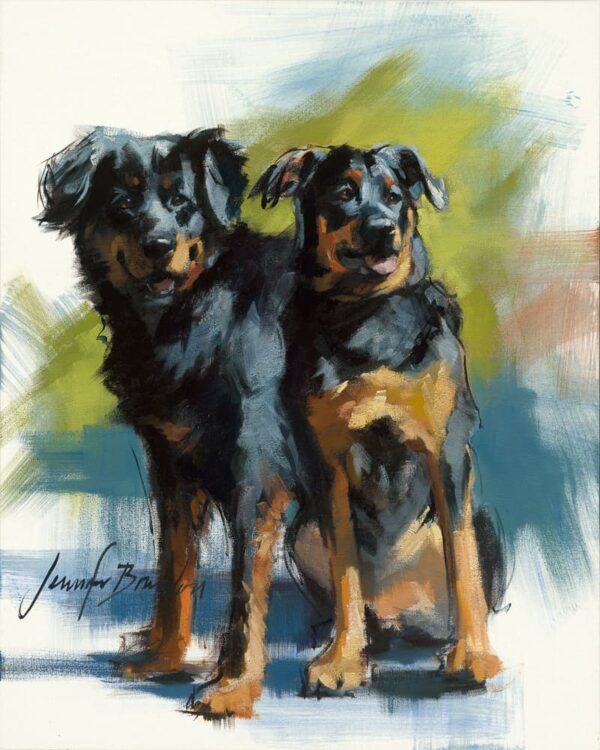 Two Rottweilers Art Print
