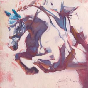 White Horse Jumping Art Print