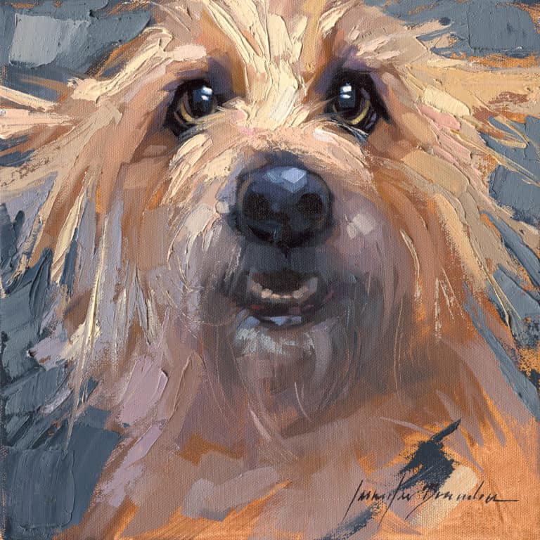 Yellow Long Haired Dog Art Print Jen Brandon Studio