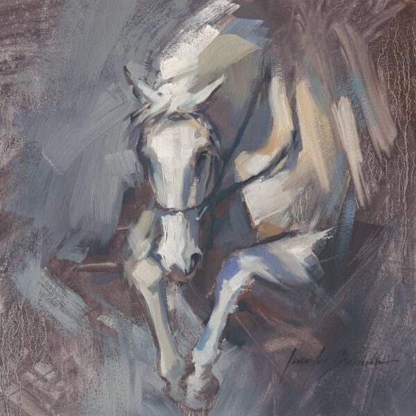 White Horse Jumping Art Print