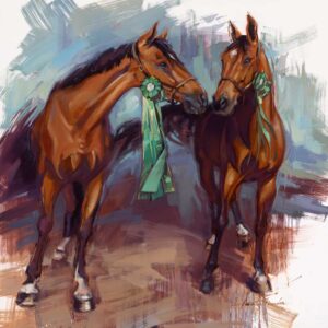 Two Bay Horses Art Print